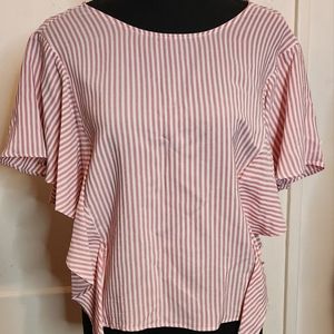 NWT ZARA TRF SIZE MEDIUM PINK AND WHITE STRIPES W/ TIE IN BACK